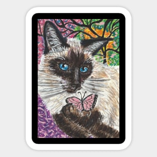 Siamese cat butterfly Sticker